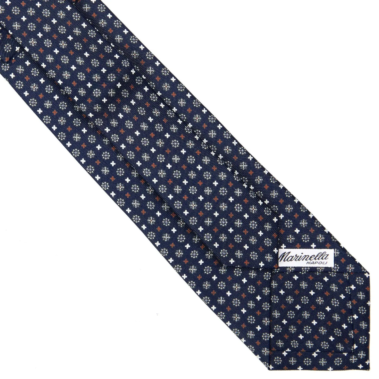 CRAVATTA SARTORIALE EXTRA LONG IN SETA BLU SCURO Microfantasia fiore