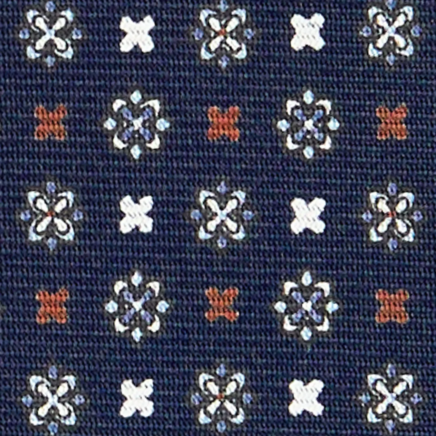 CRAVATTA SARTORIALE EXTRA LONG IN SETA BLU SCURO Microfantasia fiore
