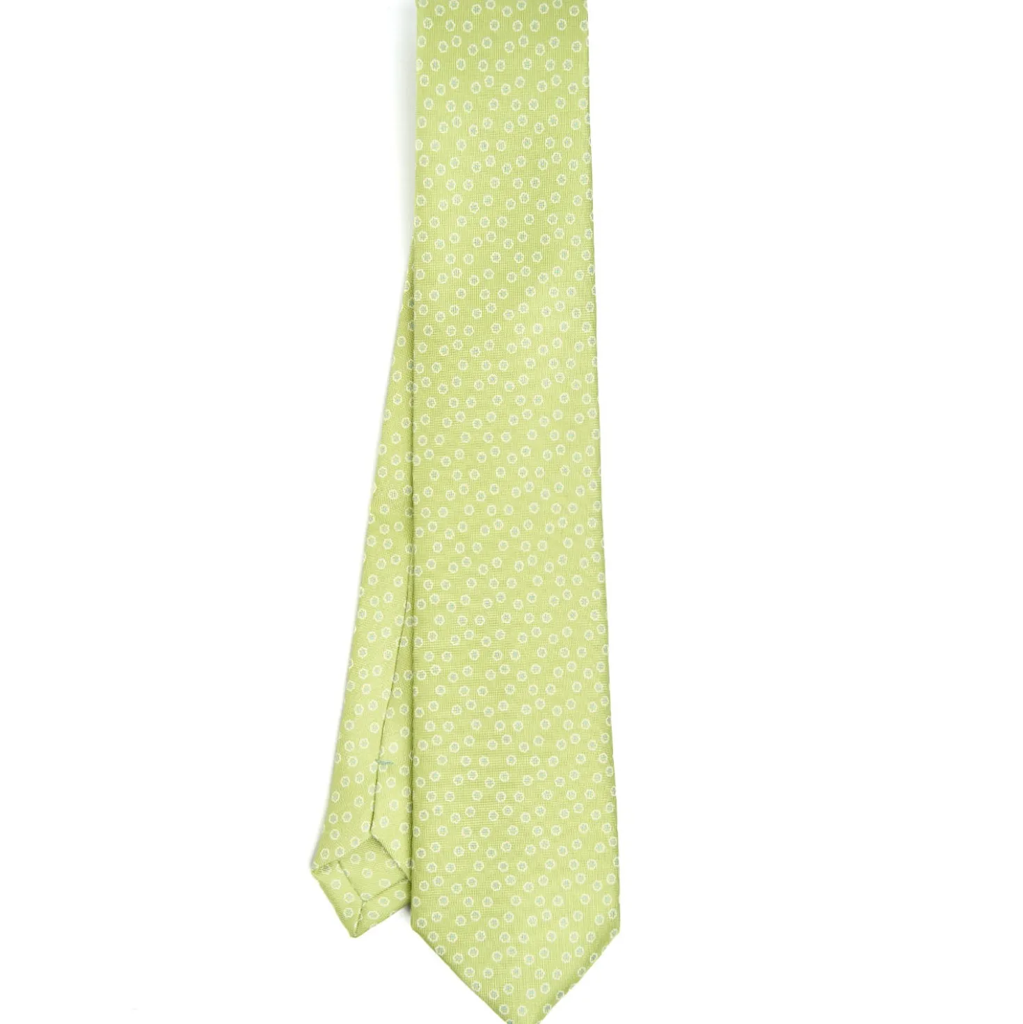 CRAVATTA SARTORIALE EXTRA LONG IN SETA VERDE CHIARO Microfantasia fiore