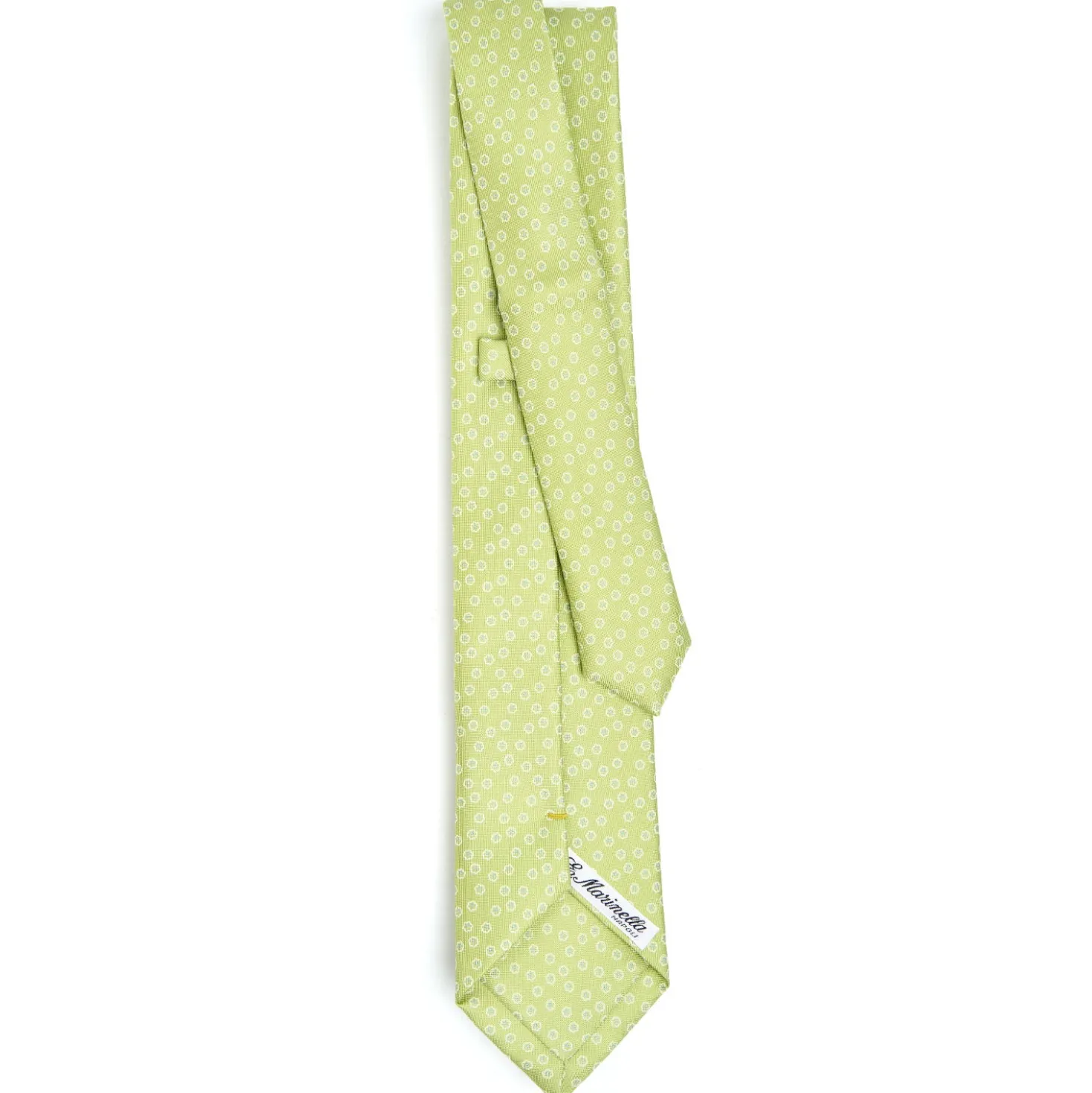 CRAVATTA SARTORIALE EXTRA LONG IN SETA VERDE CHIARO Microfantasia fiore