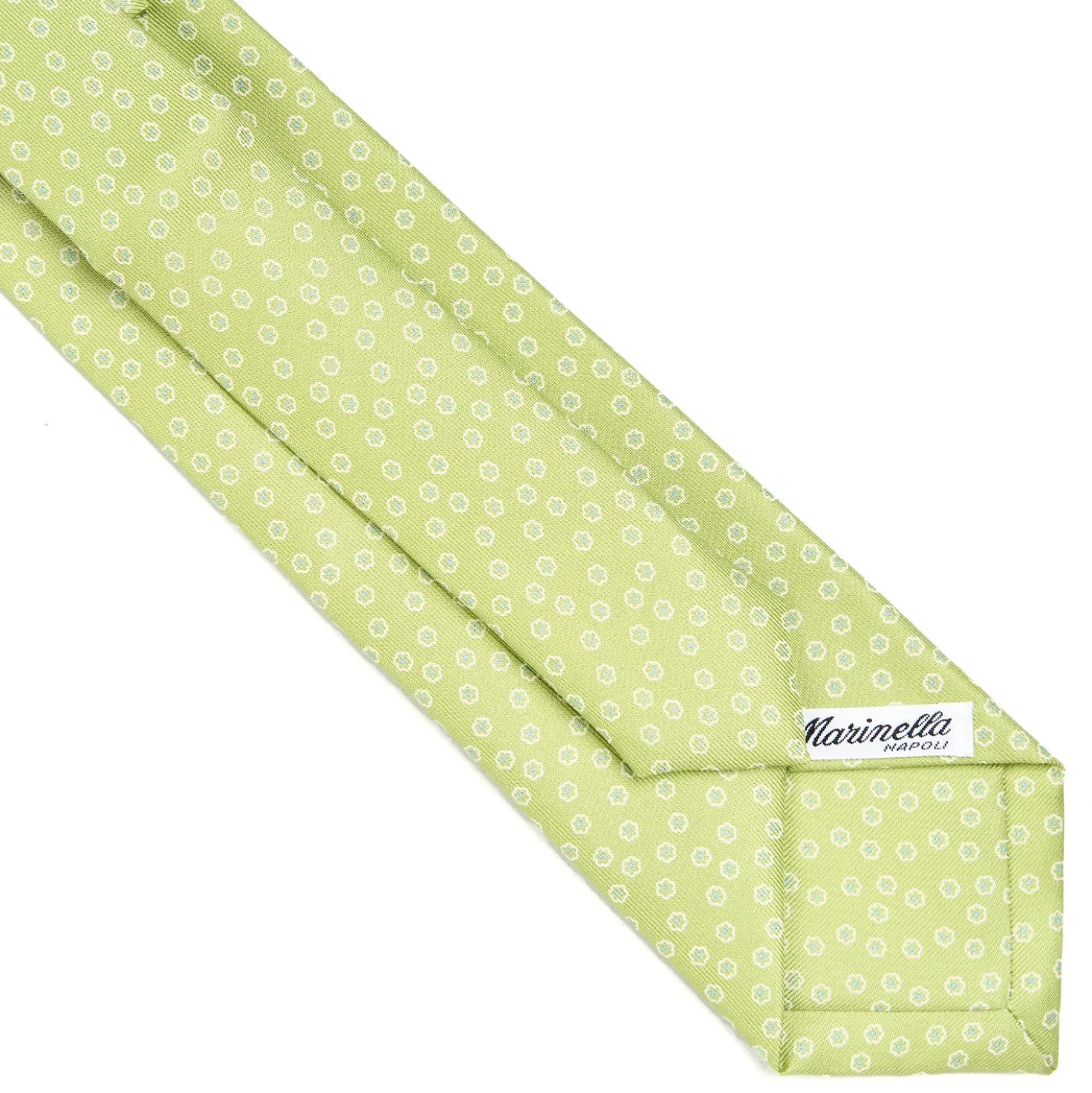 CRAVATTA SARTORIALE EXTRA LONG IN SETA VERDE CHIARO Microfantasia fiore