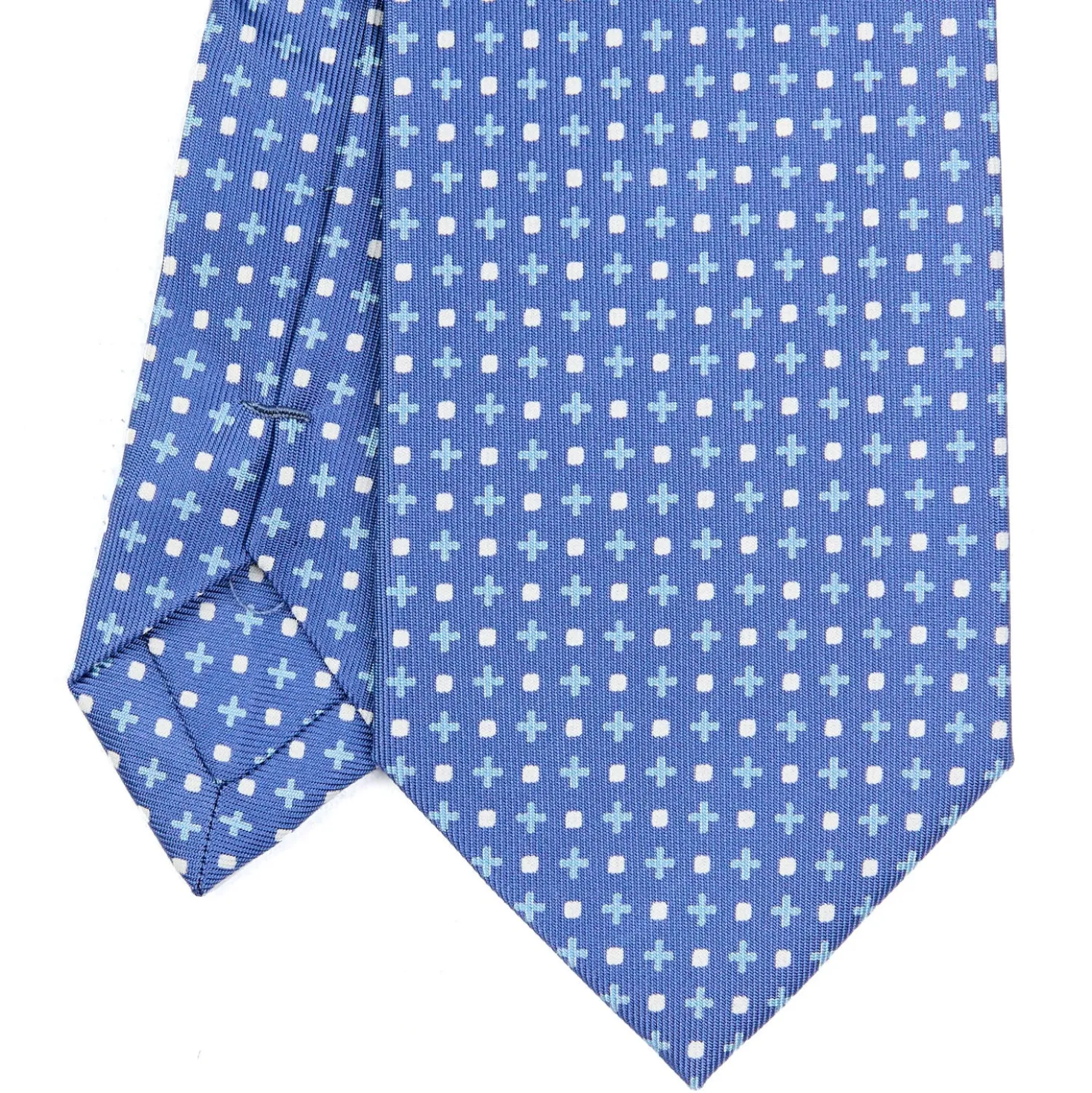 CRAVATTA SARTORIALE EXTRA LONG IN SETA AZZURRO POLVERE Microfantasia fiore