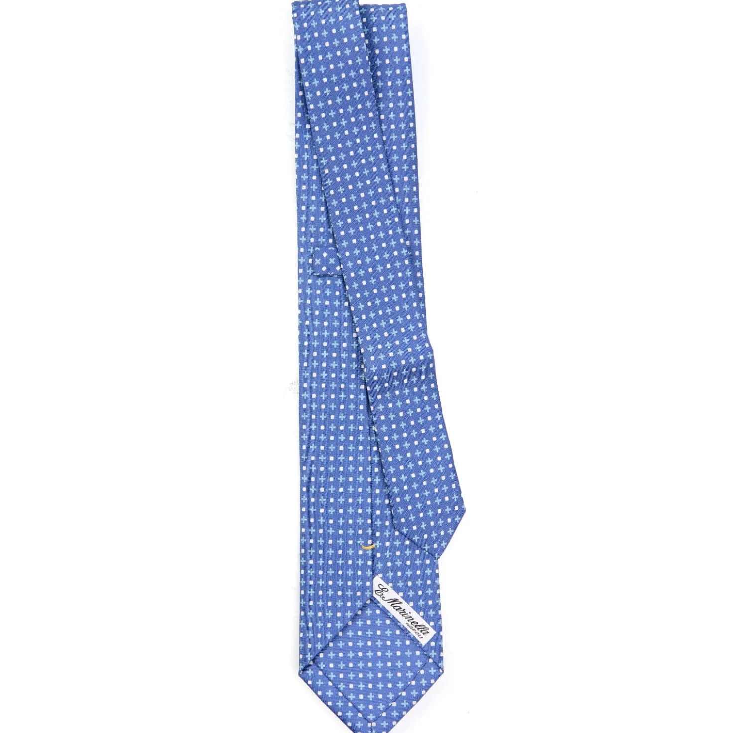 CRAVATTA SARTORIALE EXTRA LONG IN SETA AZZURRO POLVERE Microfantasia fiore