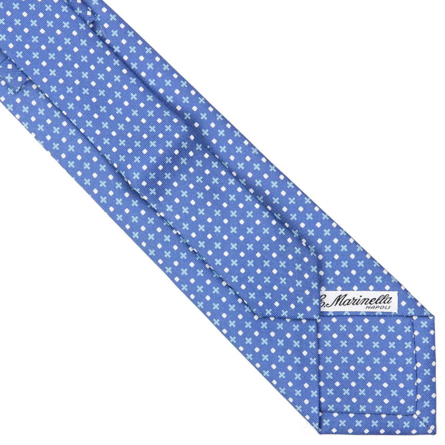 CRAVATTA SARTORIALE EXTRA LONG IN SETA AZZURRO POLVERE Microfantasia fiore