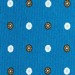 CRAVATTA SARTORIALE EXTRA LONG IN SETA BLU MEDIO Microfantasia fiore