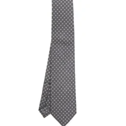 CRAVATTA SARTORIALE EXTRA LONG IN SETA GRIGIO SCURO Microfantasia fiore