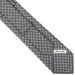 CRAVATTA SARTORIALE EXTRA LONG IN SETA GRIGIO SCURO Microfantasia fiore