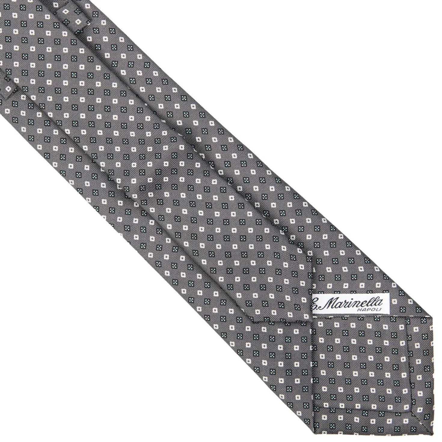 CRAVATTA SARTORIALE EXTRA LONG IN SETA GRIGIO SCURO Microfantasia fiore