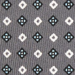 CRAVATTA SARTORIALE EXTRA LONG IN SETA GRIGIO SCURO Microfantasia fiore