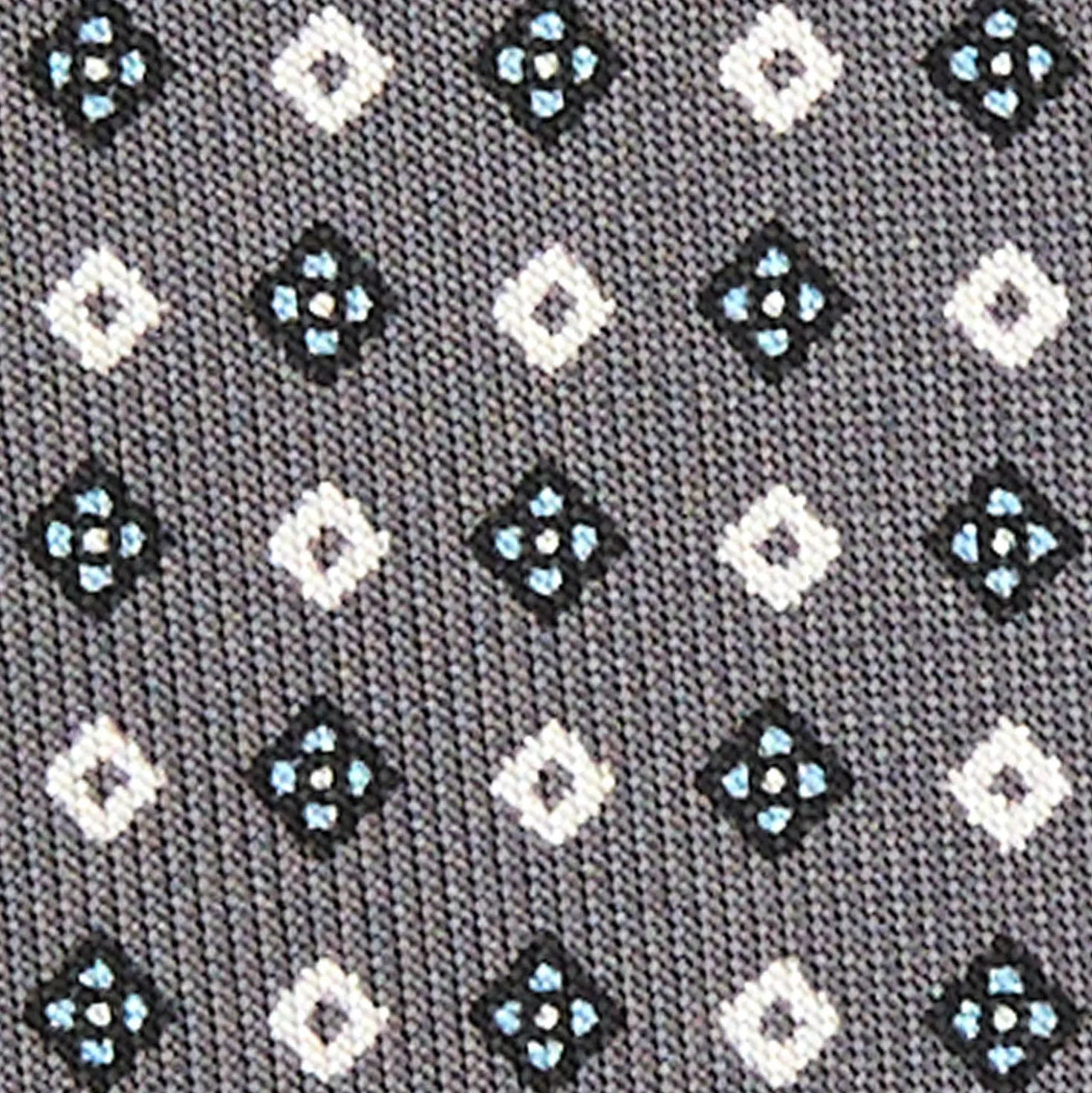 CRAVATTA SARTORIALE EXTRA LONG IN SETA GRIGIO SCURO Microfantasia fiore