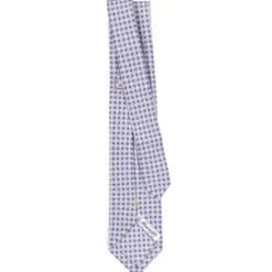 CRAVATTA SARTORIALE EXTRA LONG IN SETA GRIGIO CHIARO Microfantasia fiore