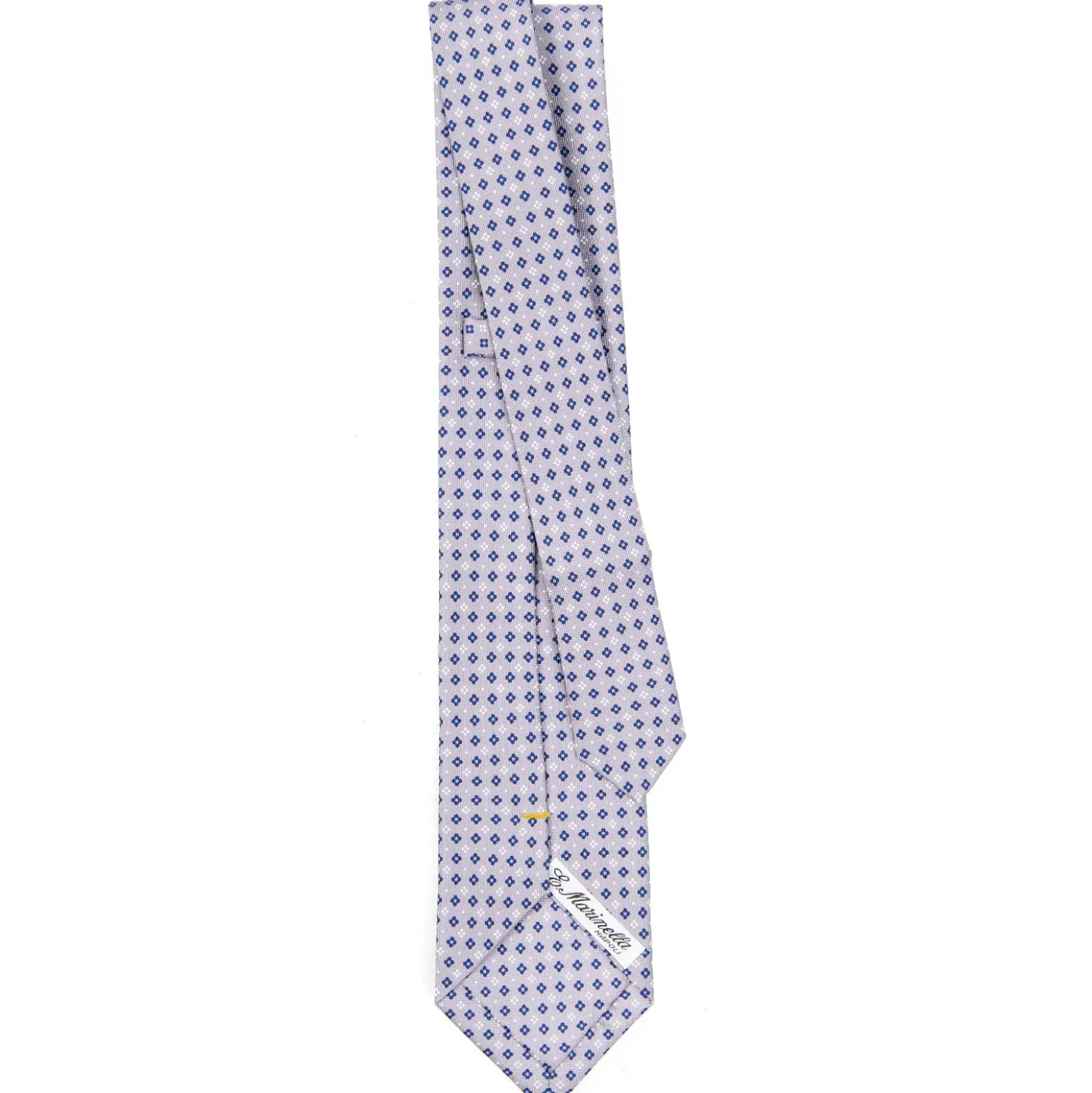 CRAVATTA SARTORIALE EXTRA LONG IN SETA GRIGIO CHIARO Microfantasia fiore