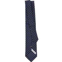 CRAVATTA SARTORIALE EXTRA LONG IN SETA BLU SCURO Microfantasia fiore