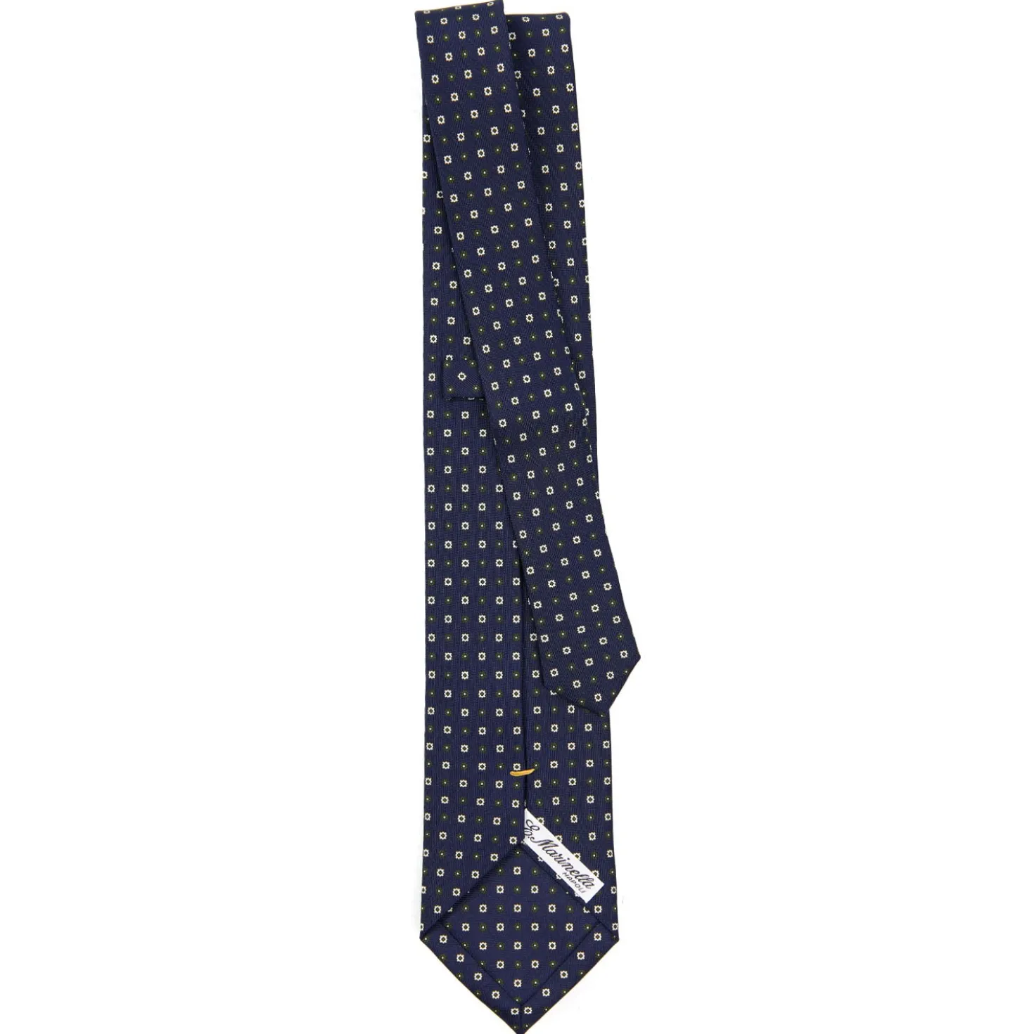 CRAVATTA SARTORIALE EXTRA LONG IN SETA BLU SCURO Microfantasia fiore