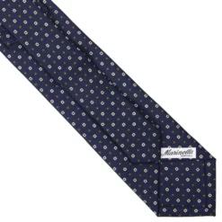 CRAVATTA SARTORIALE EXTRA LONG IN SETA BLU SCURO Microfantasia fiore