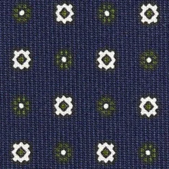 CRAVATTA SARTORIALE EXTRA LONG IN SETA BLU SCURO Microfantasia fiore