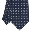 CRAVATTA SARTORIALE EXTRA LONG IN SETA BLU SCURO Microfantasia fiore