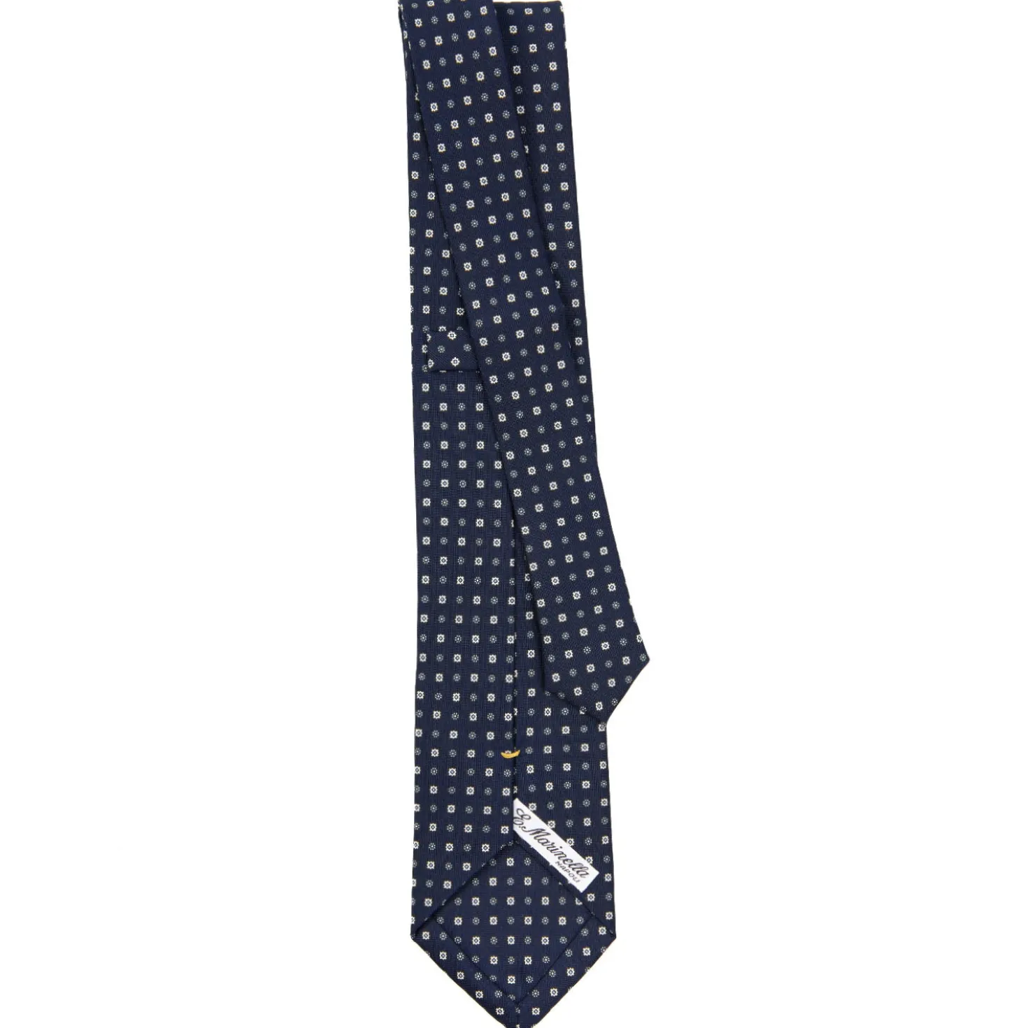 CRAVATTA SARTORIALE EXTRA LONG IN SETA BLU SCURO Microfantasia fiore