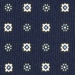 CRAVATTA SARTORIALE EXTRA LONG IN SETA BLU SCURO Microfantasia fiore
