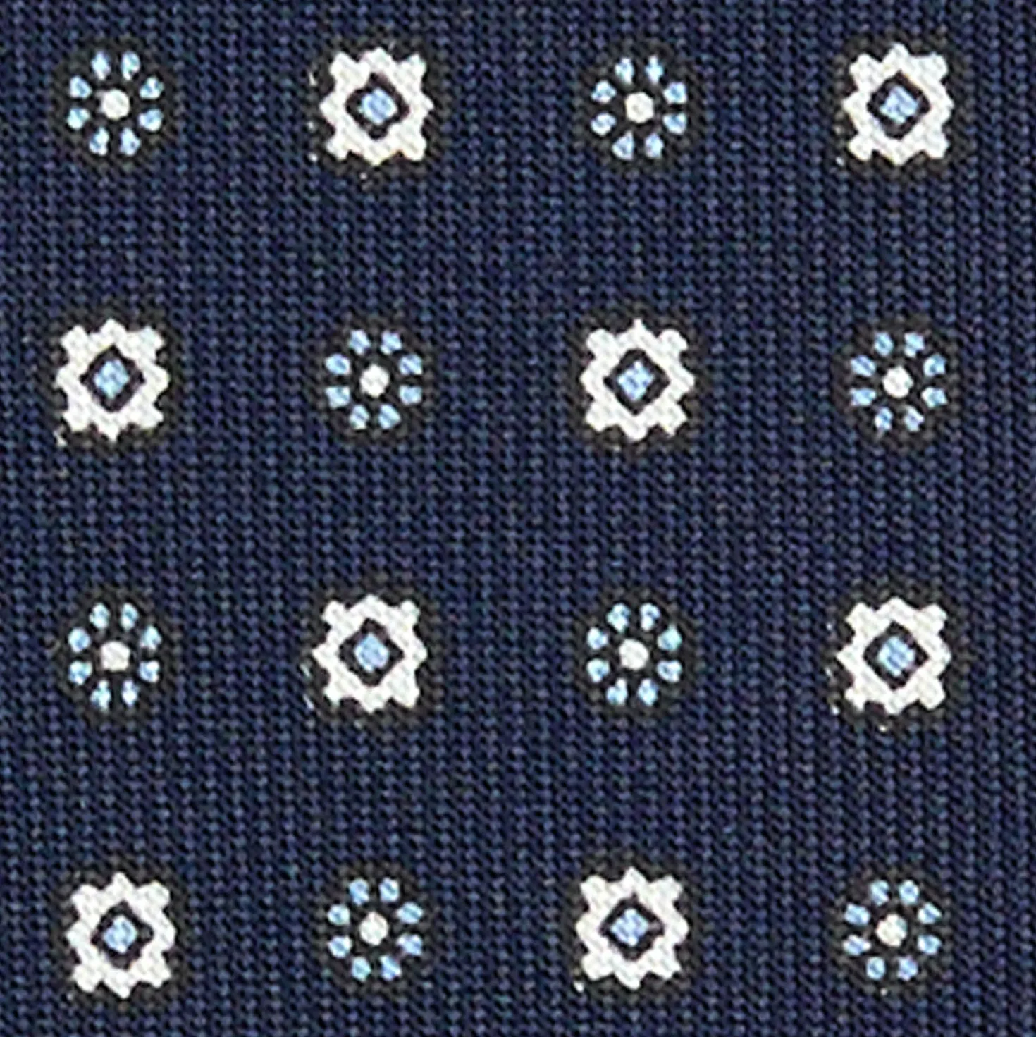 CRAVATTA SARTORIALE EXTRA LONG IN SETA BLU SCURO Microfantasia fiore