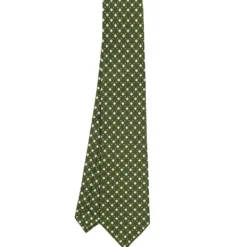 CRAVATTA SARTORIALE EXTRA LONG IN SETA VERDE OLIVA Microfantasia fiore