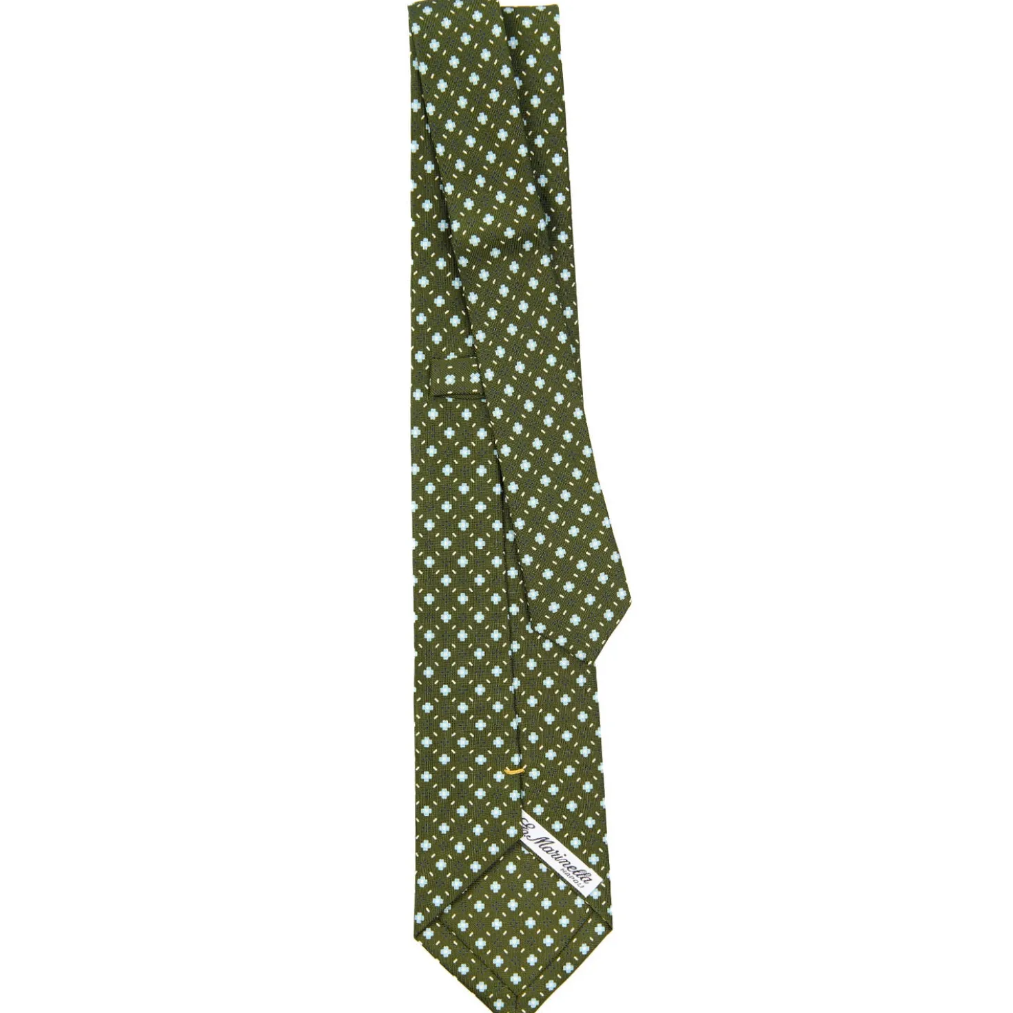 CRAVATTA SARTORIALE EXTRA LONG IN SETA VERDE OLIVA Microfantasia fiore