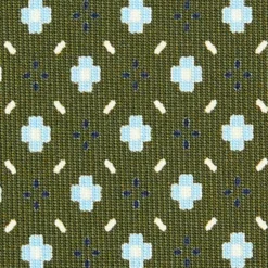 CRAVATTA SARTORIALE EXTRA LONG IN SETA VERDE OLIVA Microfantasia fiore
