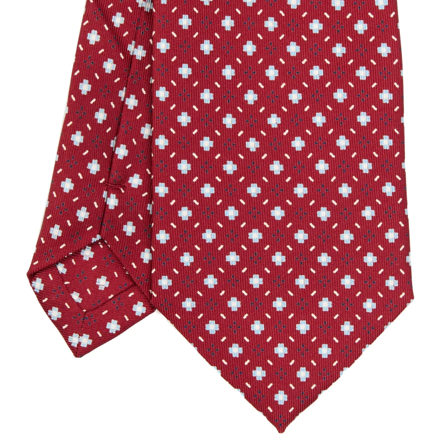 CRAVATTA SARTORIALE EXTRA LONG IN SETA BORDEAUX Microfantasia fiore