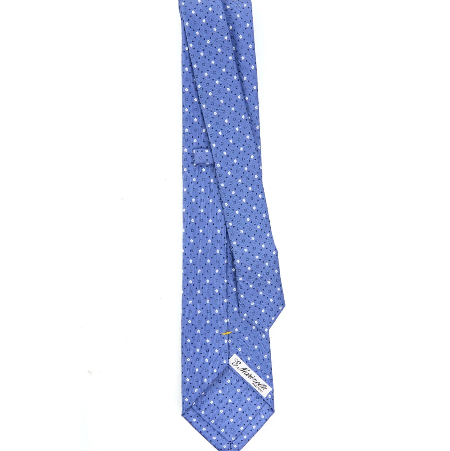 CRAVATTA SARTORIALE EXTRA LONG IN SETA AZZURRO POLVERE Microfantasia fiore