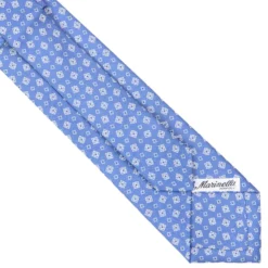 CRAVATTA SARTORIALE EXTRA LONG IN SETA AZZURRO POLVERE Microfantasia fiore