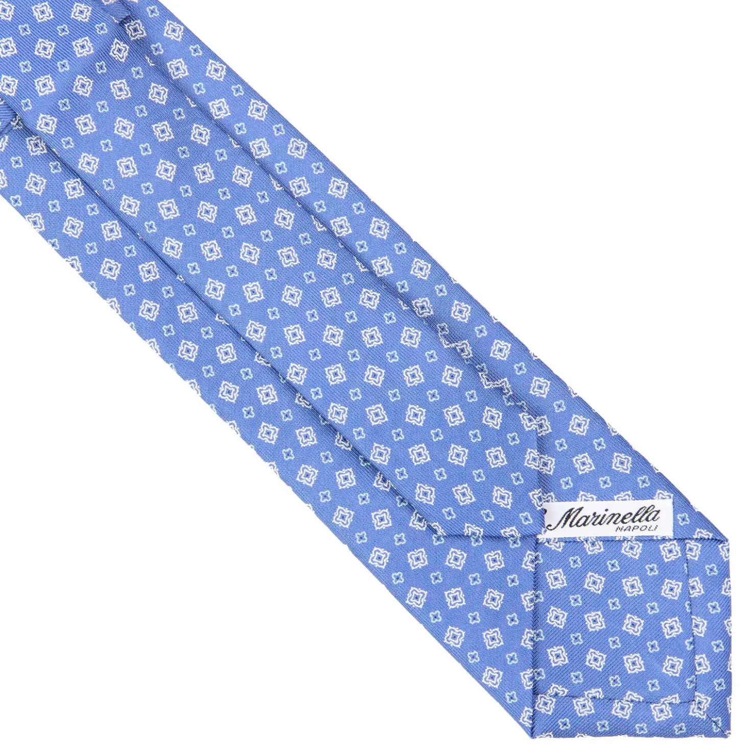 CRAVATTA SARTORIALE EXTRA LONG IN SETA AZZURRO POLVERE Microfantasia fiore