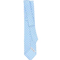 CRAVATTA SARTORIALE EXTRA LONG IN SETA AZZURRA Microfantasia fiore