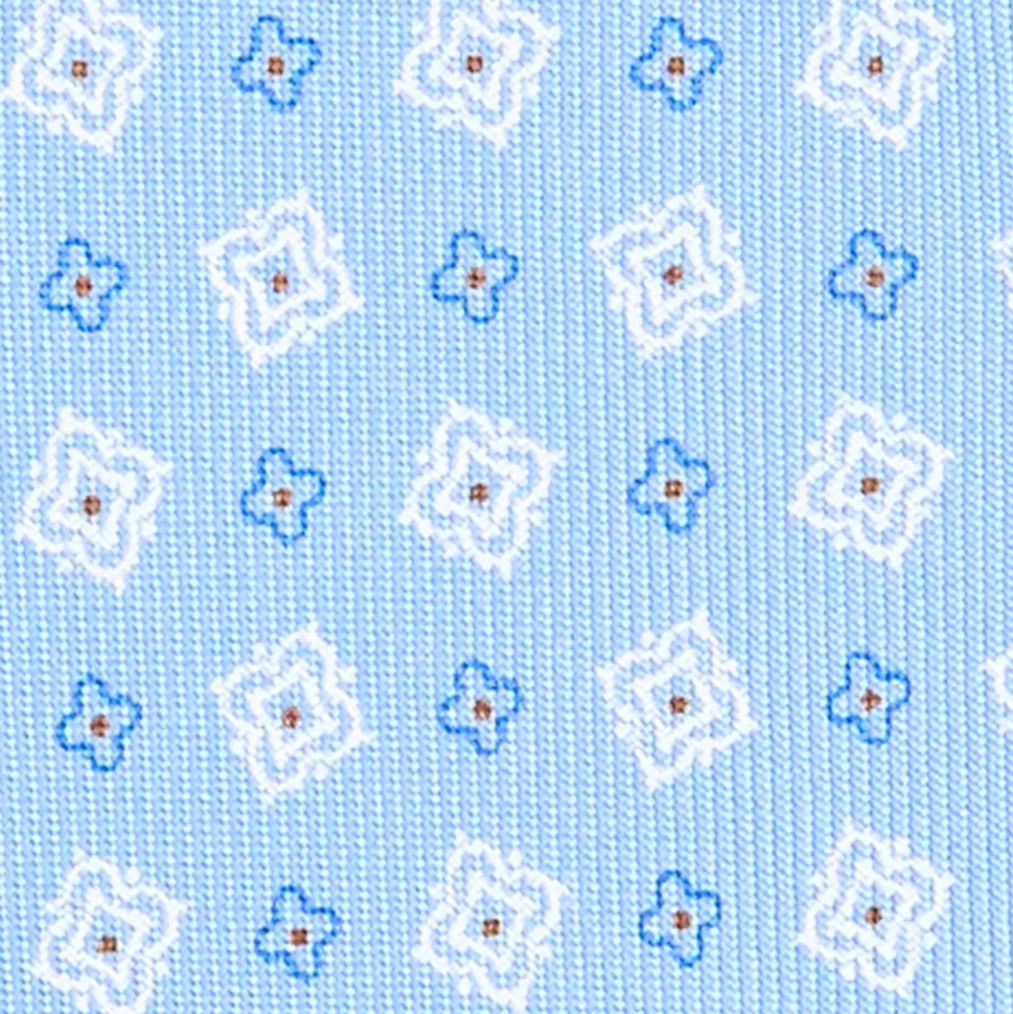 CRAVATTA SARTORIALE EXTRA LONG IN SETA AZZURRA Microfantasia fiore