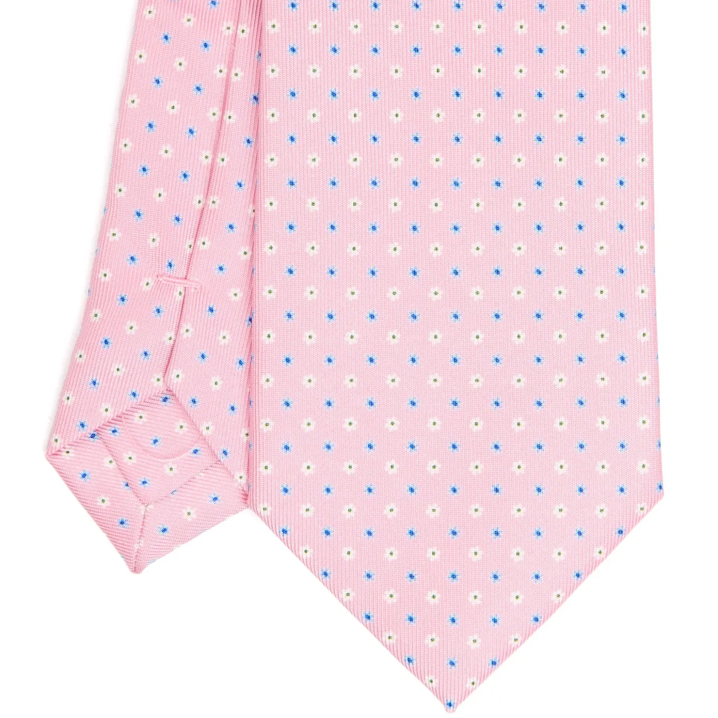 CRAVATTA SARTORIALE EXTRA LONG IN SETA ROSA Microfantasia fiore