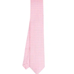 CRAVATTA SARTORIALE EXTRA LONG IN SETA ROSA Microfantasia fiore