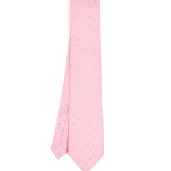 CRAVATTA SARTORIALE EXTRA LONG IN SETA ROSA Microfantasia fiore
