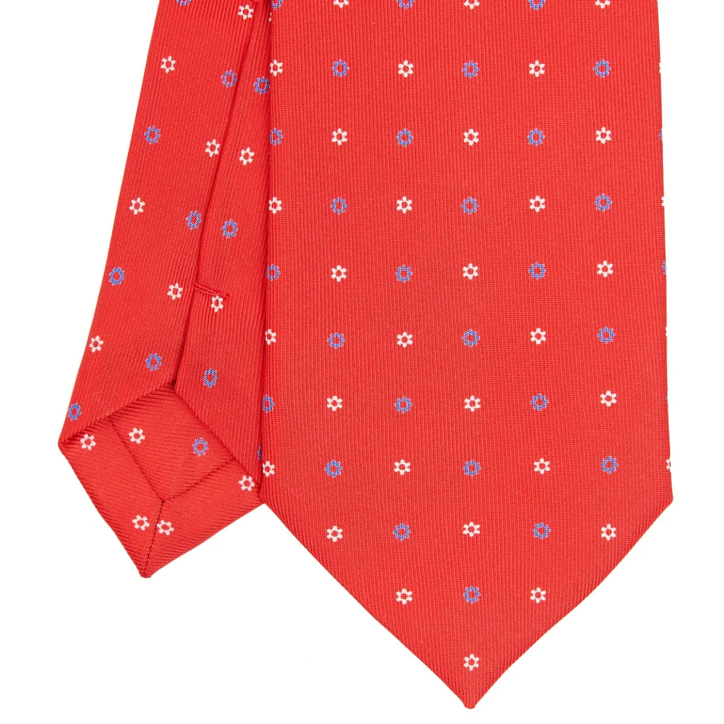 CRAVATTA SARTORIALE EXTRA LONG IN SETA ROSSA Microfantasia fiore