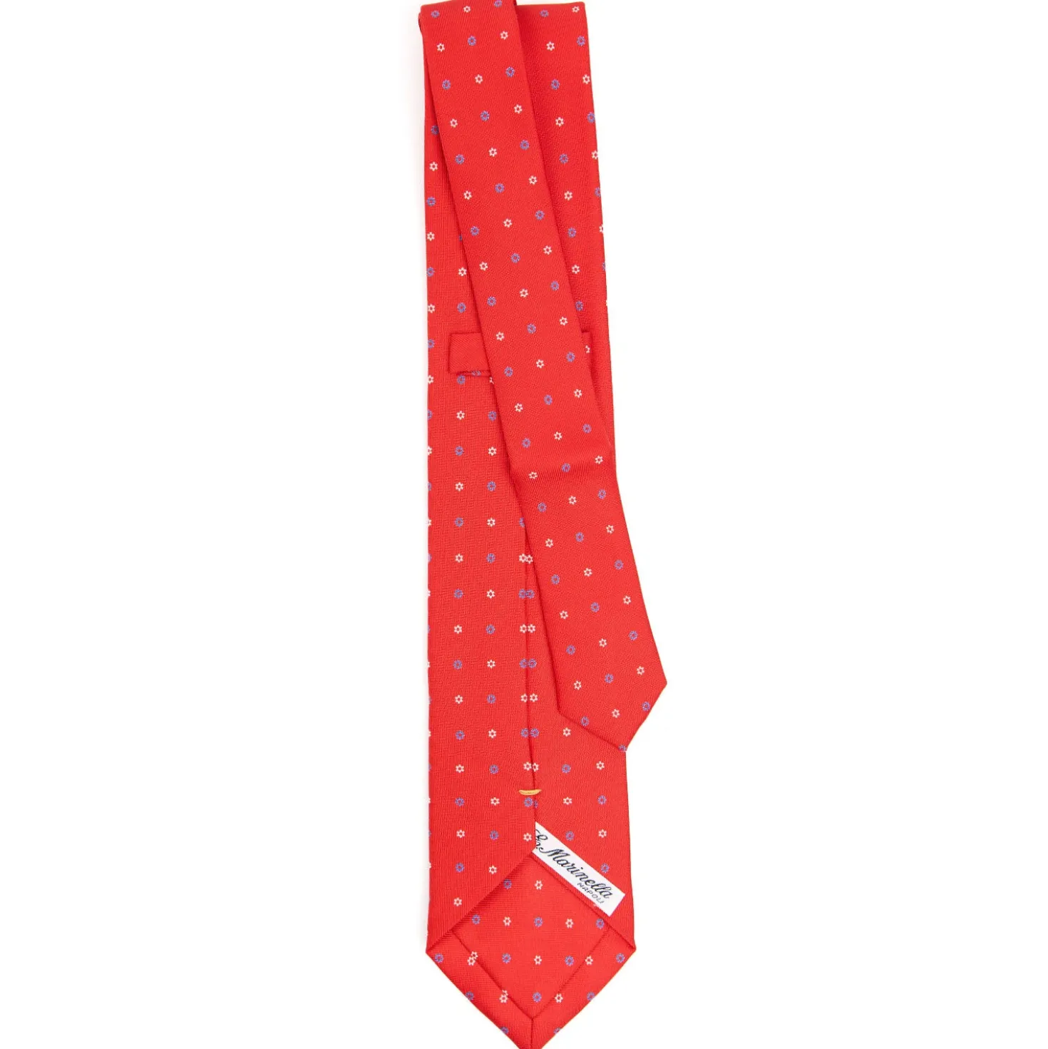 CRAVATTA SARTORIALE EXTRA LONG IN SETA ROSSA Microfantasia fiore
