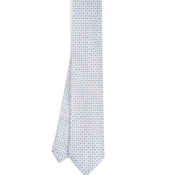 CRAVATTA SARTORIALE EXTRA LONG IN SETA BIANCA Microfantasia fiore