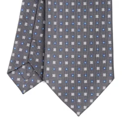 CRAVATTA SARTORIALE EXTRA LONG IN SETA GRIGIO SCURO Microfantasia fiore