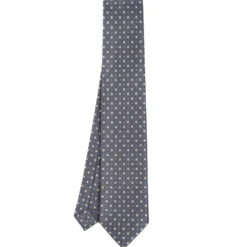CRAVATTA SARTORIALE EXTRA LONG IN SETA GRIGIO SCURO Microfantasia fiore