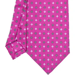 CRAVATTA SARTORIALE EXTRA LONG IN SETA FUCSIA Microfantasia fiore