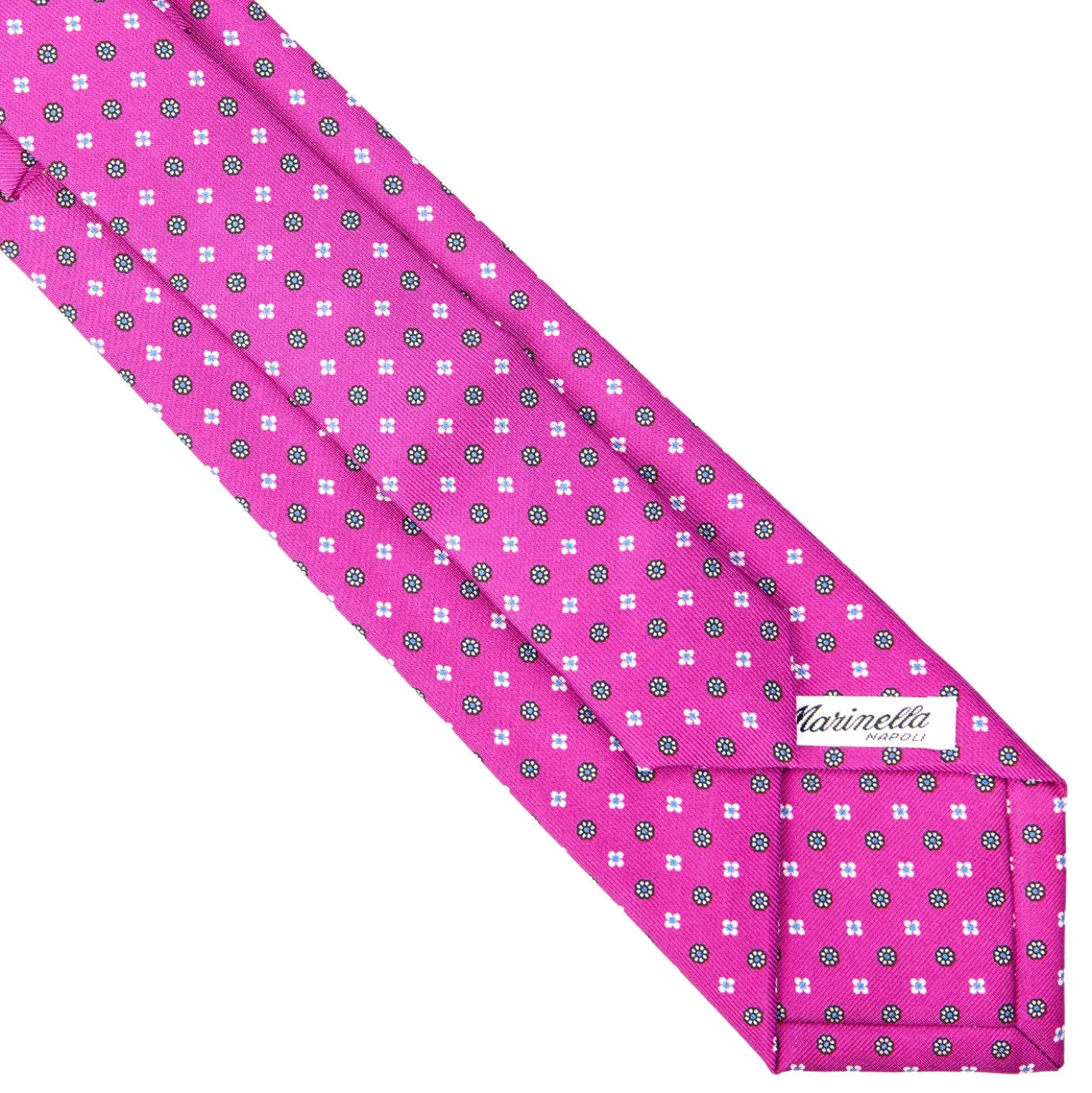 CRAVATTA SARTORIALE EXTRA LONG IN SETA FUCSIA Microfantasia fiore