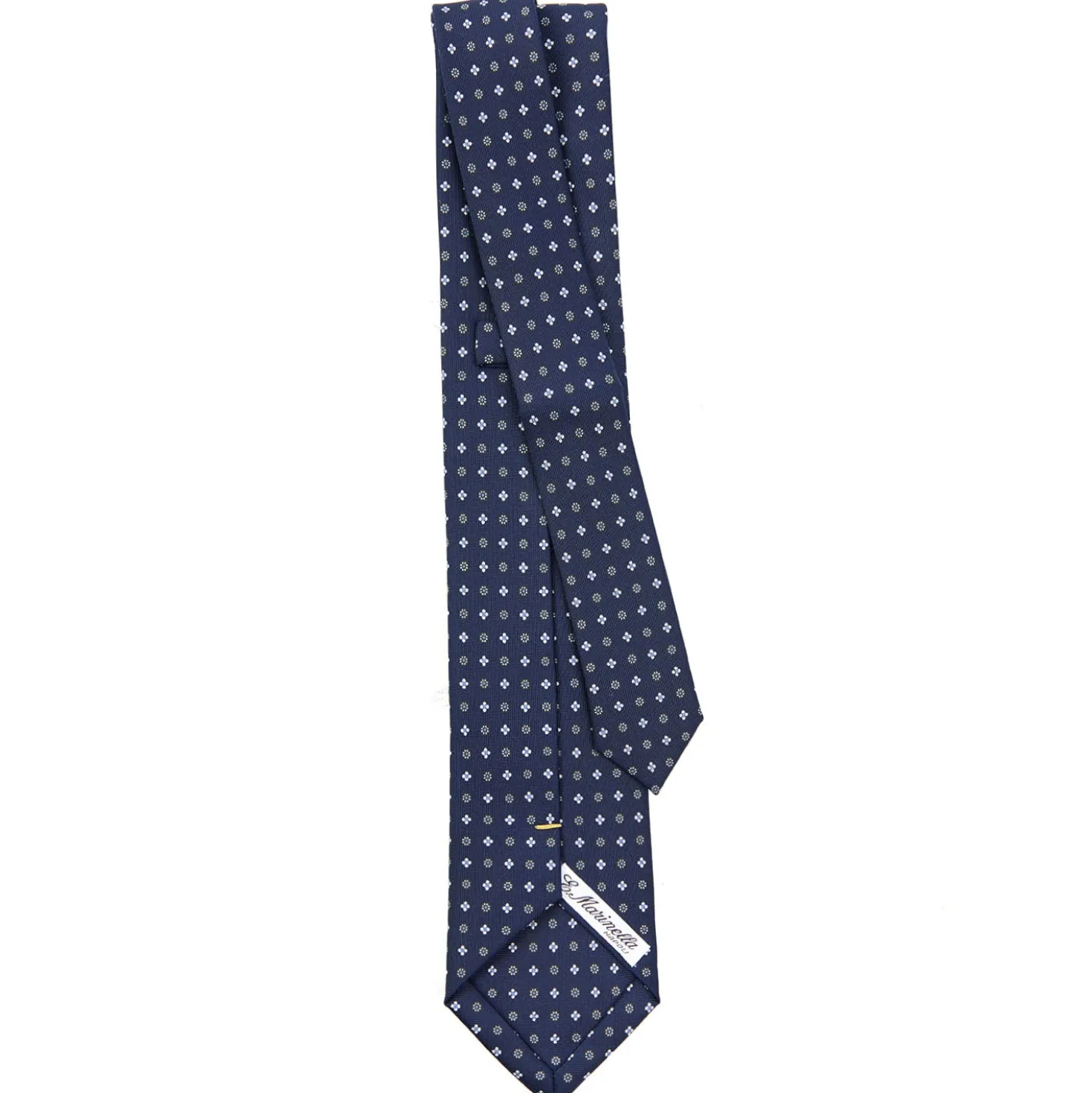 CRAVATTA SARTORIALE EXTRA LONG IN SETA BLU SCURO Microfantasia fiore