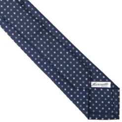 CRAVATTA SARTORIALE EXTRA LONG IN SETA BLU SCURO Microfantasia fiore