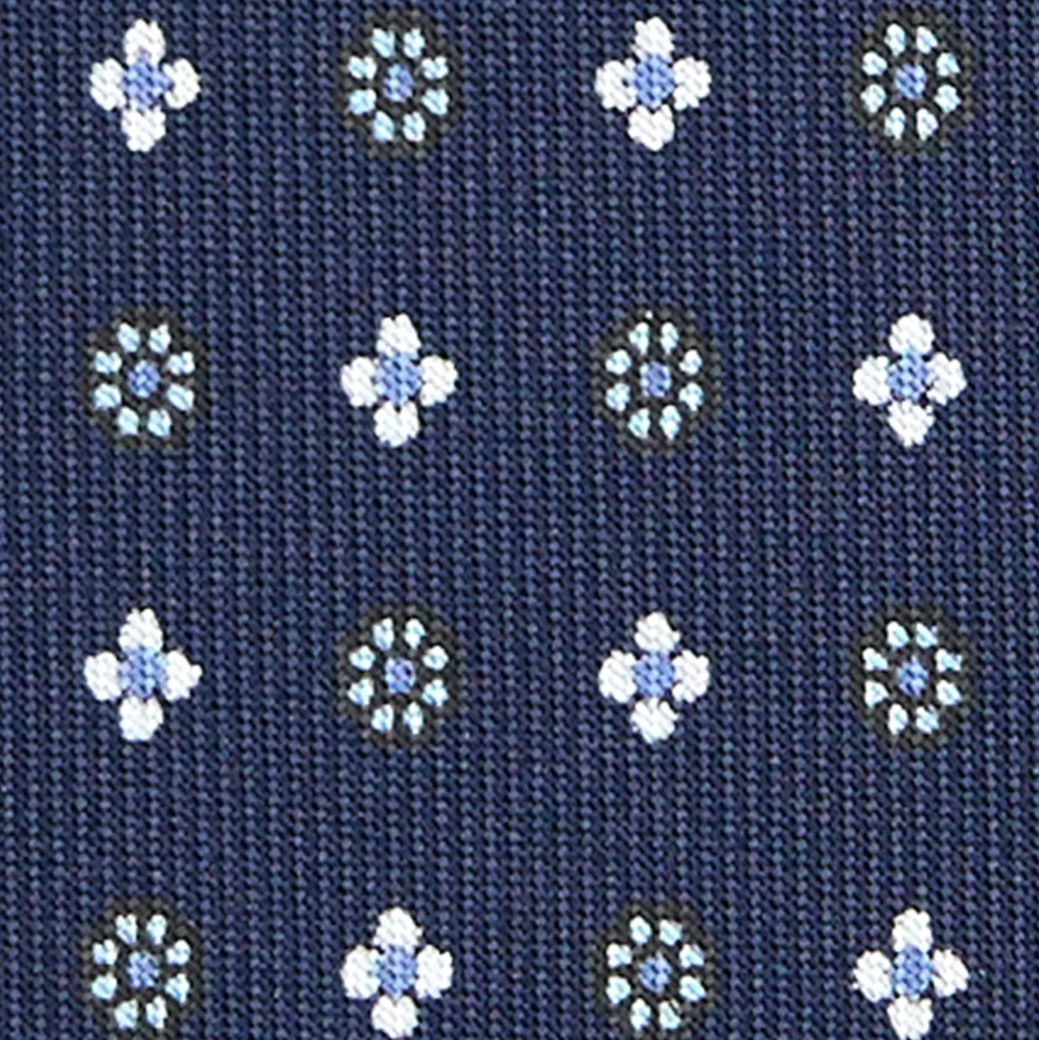 CRAVATTA SARTORIALE EXTRA LONG IN SETA BLU SCURO Microfantasia fiore