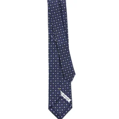 CRAVATTA SARTORIALE EXTRA LONG IN SETA BLU SCURO Microfantasia fiore