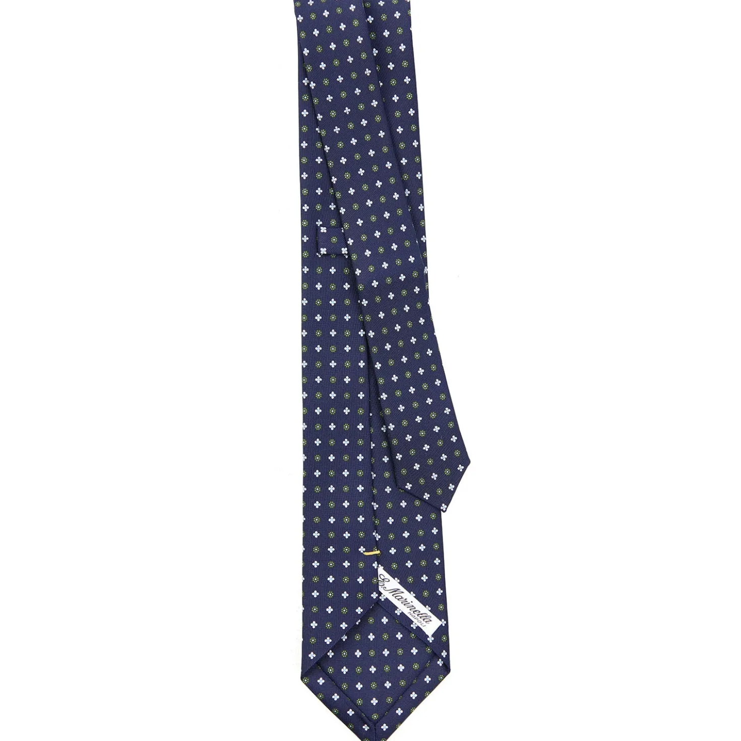 CRAVATTA SARTORIALE EXTRA LONG IN SETA BLU SCURO Microfantasia fiore