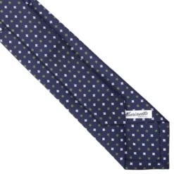 CRAVATTA SARTORIALE EXTRA LONG IN SETA BLU SCURO Microfantasia fiore
