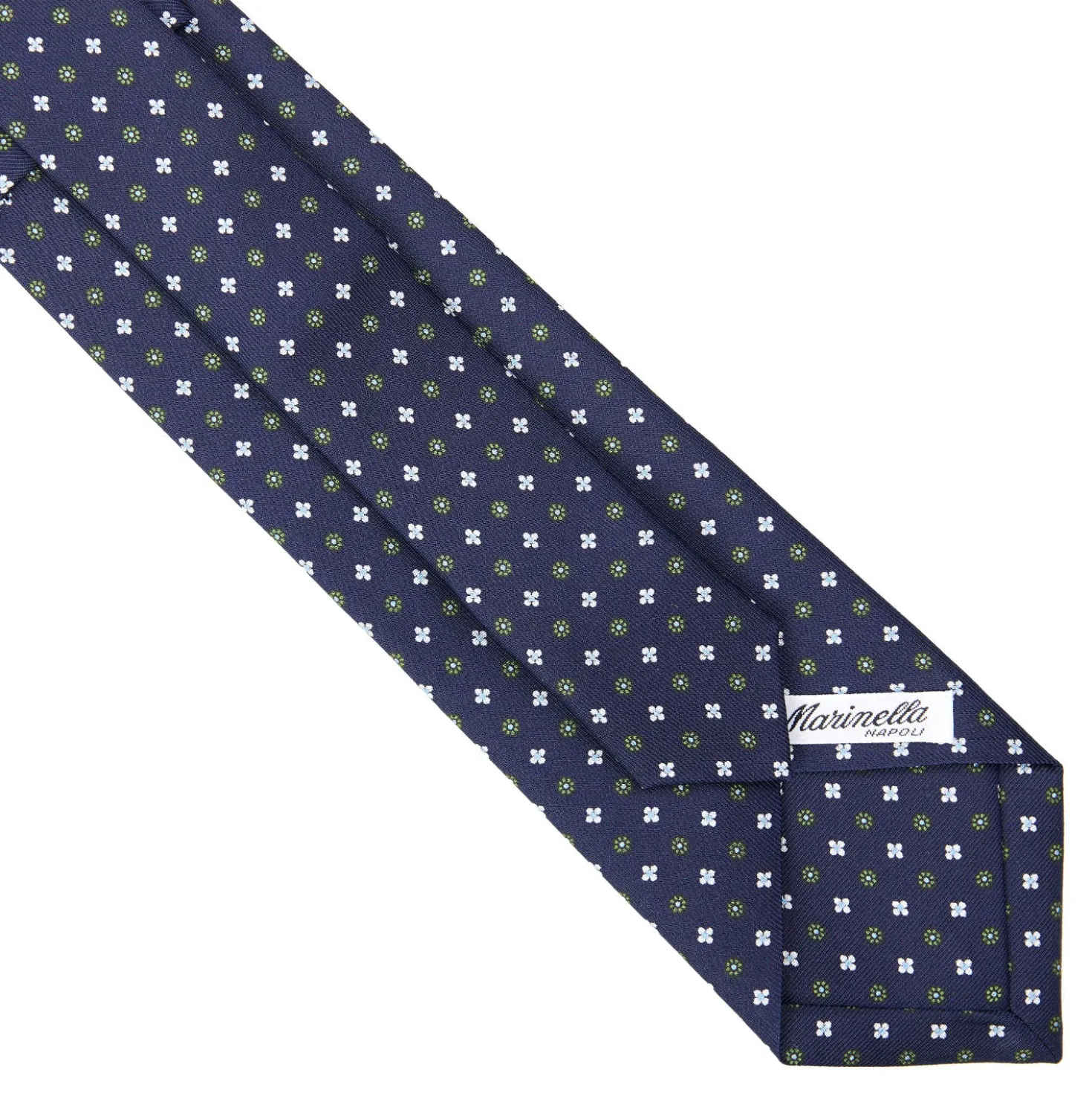 CRAVATTA SARTORIALE EXTRA LONG IN SETA BLU SCURO Microfantasia fiore